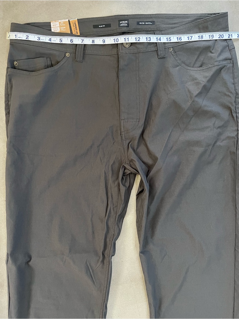 prAna Brion Slim Pant II Men's 40x30 Dark Iron Grey ReZion Stretch Hiking NWT - Picture 9 of 9